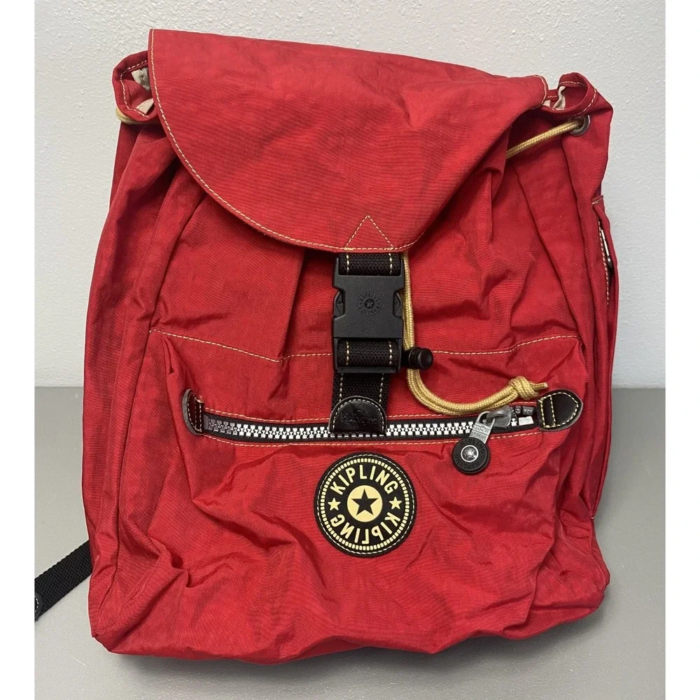 Kipling Backpack Adjustable Straps Pockets Vintage 90s Red